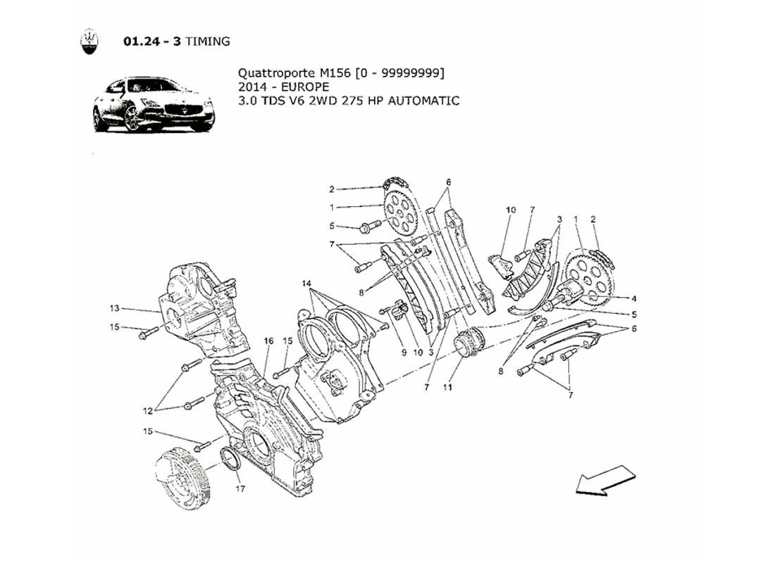 Maserati QTP. V6 3.0 TDS 275bhp 2014 timing Part Diagram