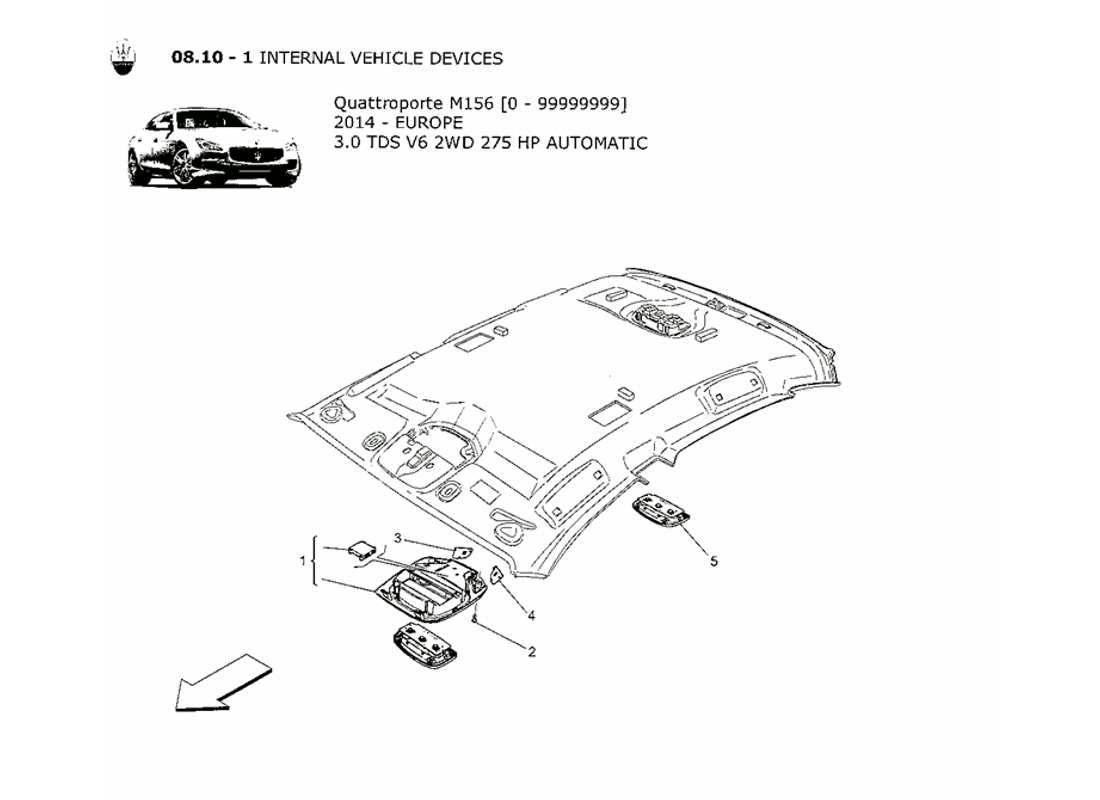 Maserati QTP. V6 3.0 TDS 275bhp 2014 INTERNAL VEHICLE DEVICES Part Diagram