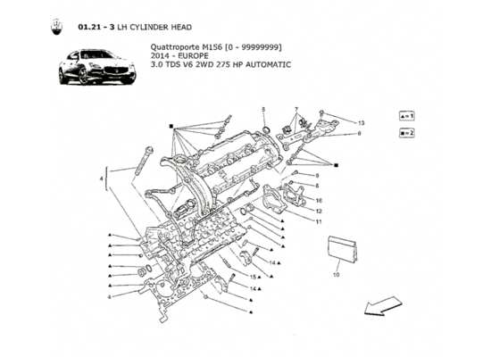 a part diagram from the Maserati Quattroporte M156 (2014 onwards) parts catalogue