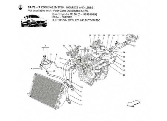 a part diagram from the Maserati Quattroporte M156 (2014 onwards) parts catalogue