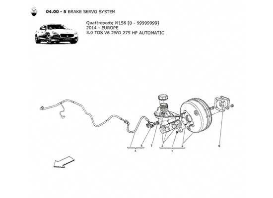 a part diagram from the Maserati Quattroporte M156 (2014 onwards) parts catalogue