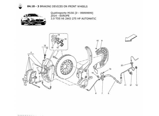 a part diagram from the Maserati Quattroporte M156 (2014 onwards) parts catalogue