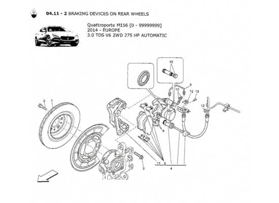 a part diagram from the Maserati Quattroporte M156 (2014 onwards) parts catalogue