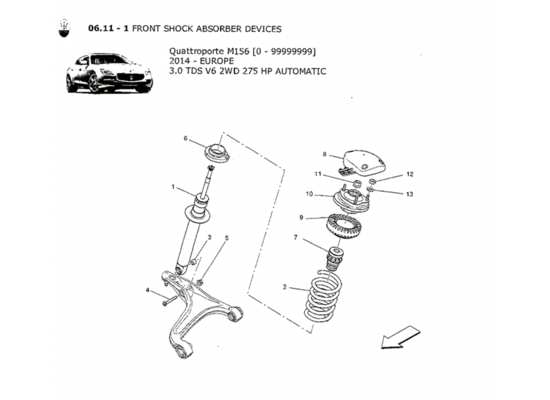 a part diagram from the Maserati Quattroporte M156 (2014 onwards) parts catalogue