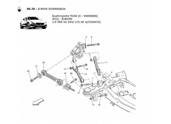 a part diagram from the Maserati Quattroporte M156 (2014 onwards) parts catalogue