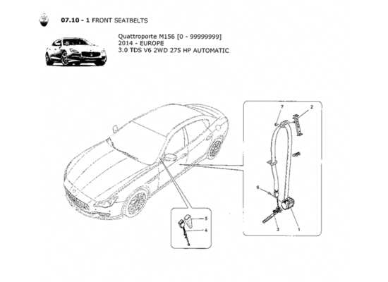 a part diagram from the Maserati Quattroporte M156 (2014 onwards) parts catalogue