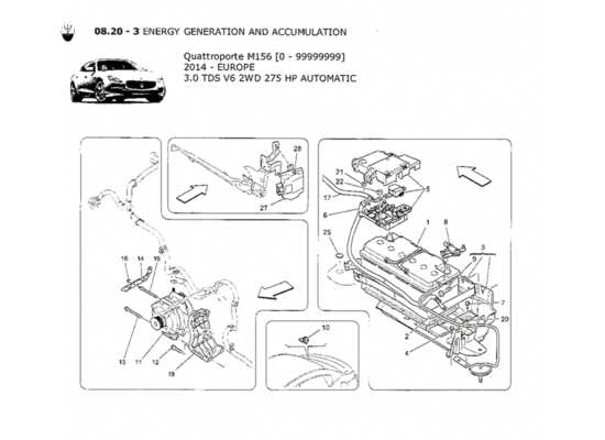 a part diagram from the Maserati Quattroporte M156 (2014 onwards) parts catalogue