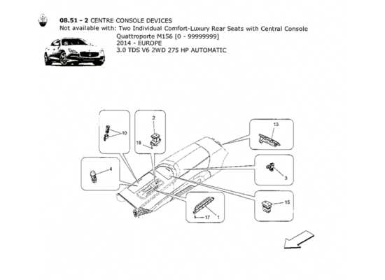 a part diagram from the Maserati Quattroporte M156 (2014 onwards) parts catalogue