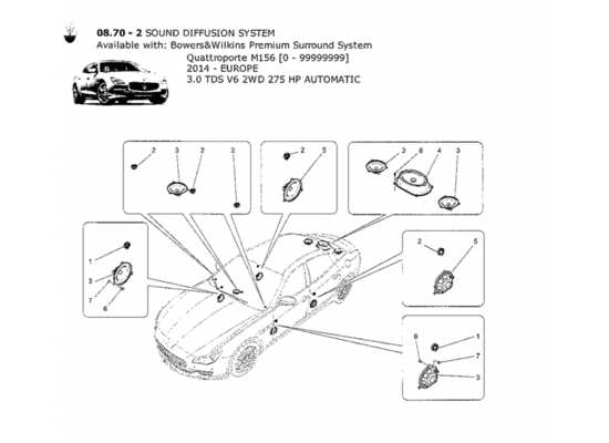 a part diagram from the Maserati Quattroporte M156 (2014 onwards) parts catalogue