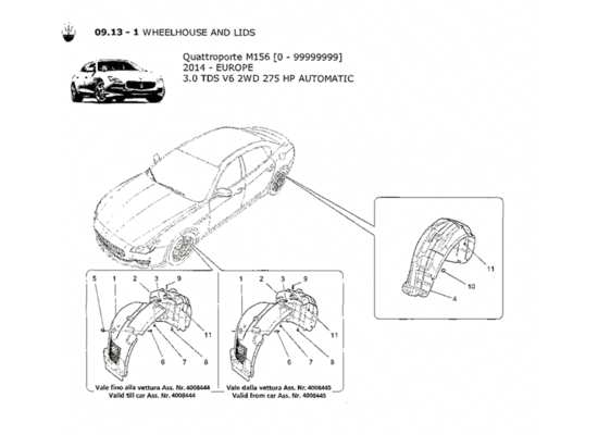 a part diagram from the Maserati Quattroporte M156 (2014 onwards) parts catalogue