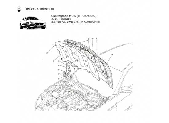 a part diagram from the Maserati Quattroporte M156 (2014 onwards) parts catalogue