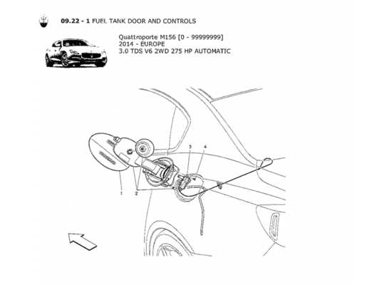 a part diagram from the Maserati Quattroporte M156 (2014 onwards) parts catalogue