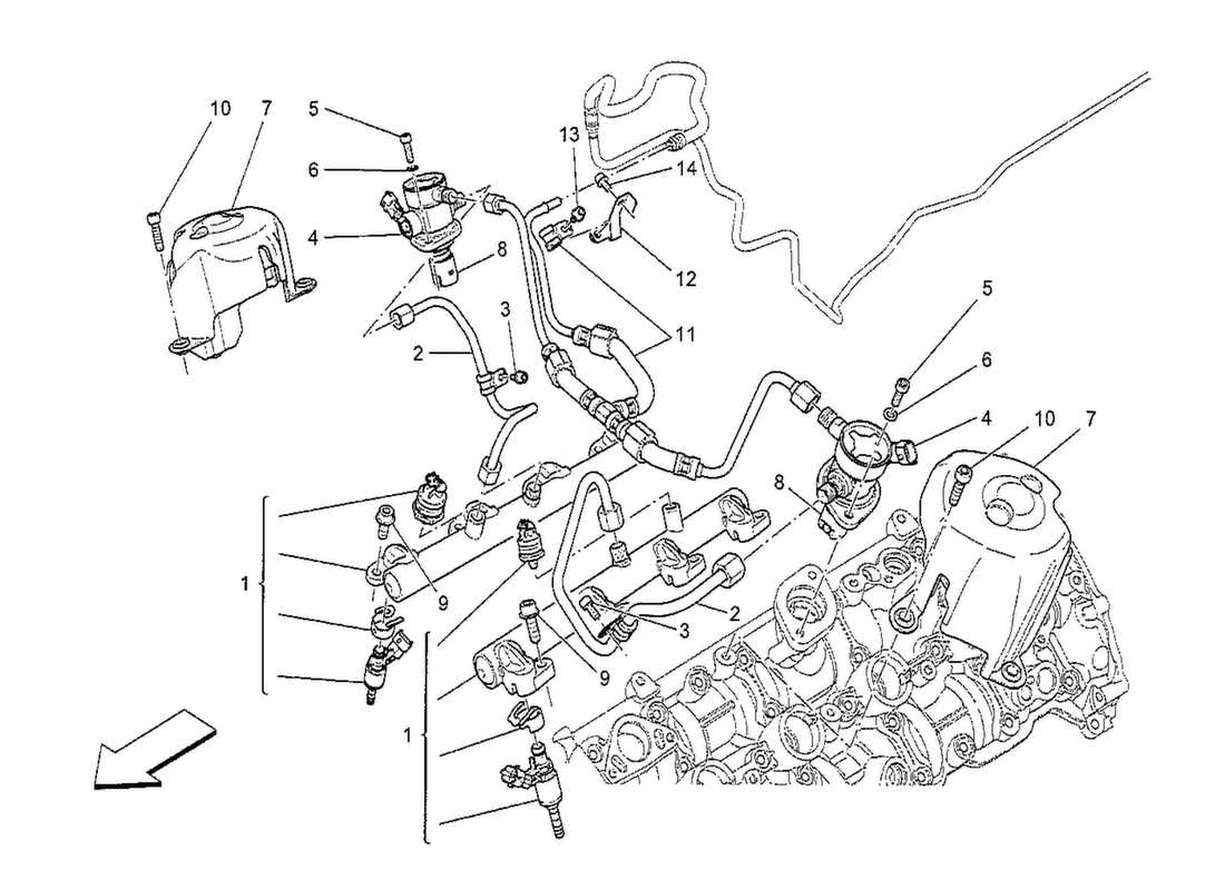 Maserati QTP. V8 3.8 530bhp 2014 fuel pumps and connection lines Part Diagram