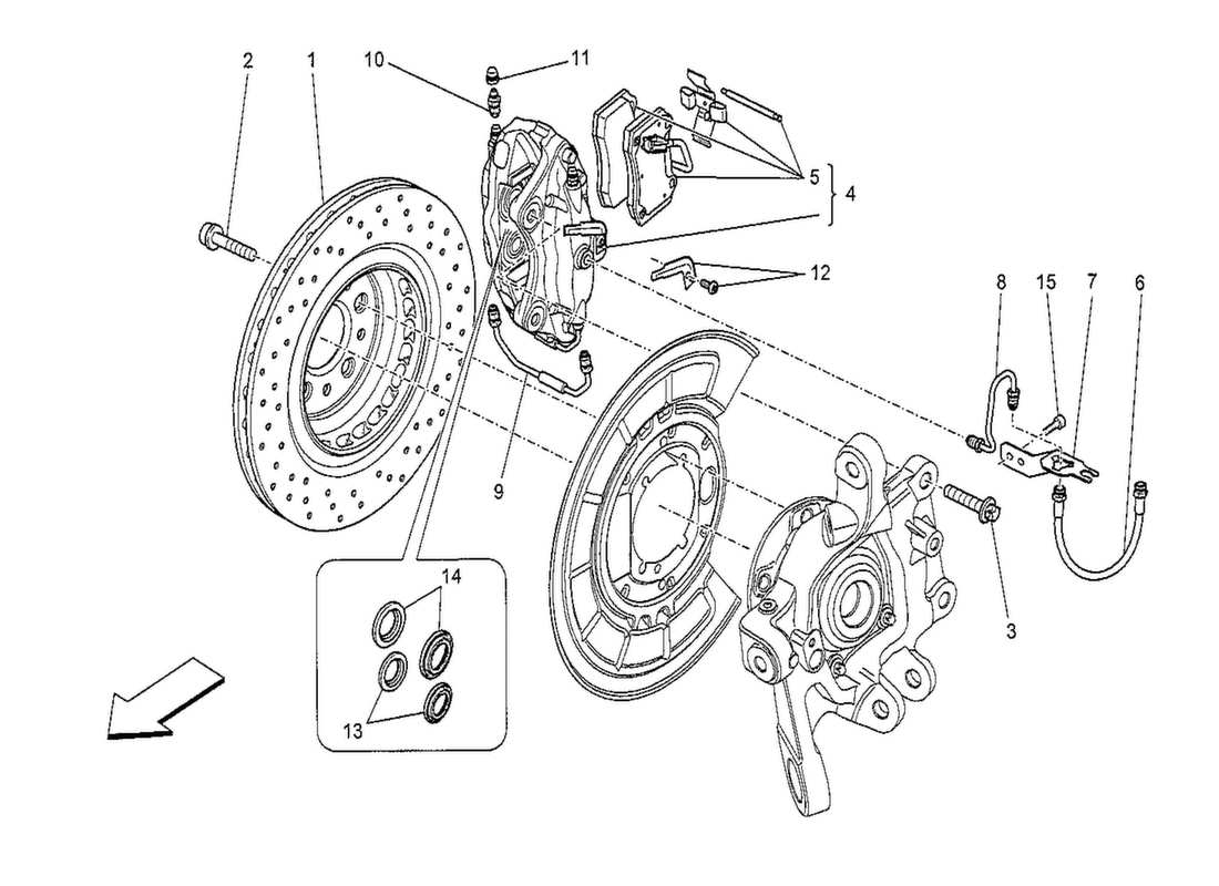 Maserati QTP. V8 3.8 530bhp 2014 braking devices on rear wheels Part Diagram