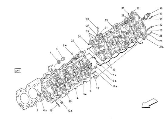 a part diagram from the Maserati Quattroporte M156 (2014 onwards) parts catalogue