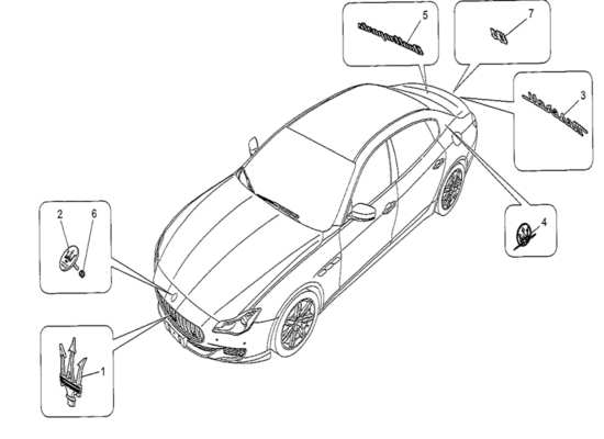 a part diagram from the Maserati Quattroporte M156 (2014 onwards) parts catalogue