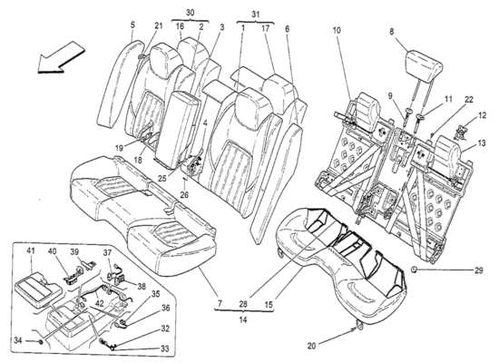 a part diagram from the Maserati Quattroporte M156 (2014 onwards) parts catalogue