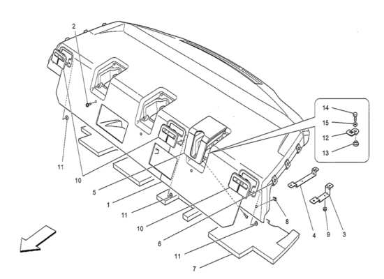 a part diagram from the Maserati Quattroporte M156 (2014 onwards) parts catalogue