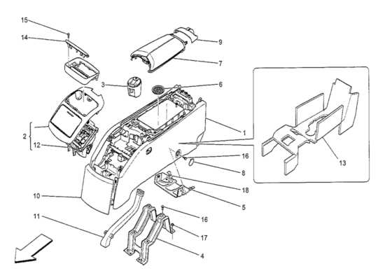 a part diagram from the Maserati Quattroporte M156 (2014 onwards) parts catalogue