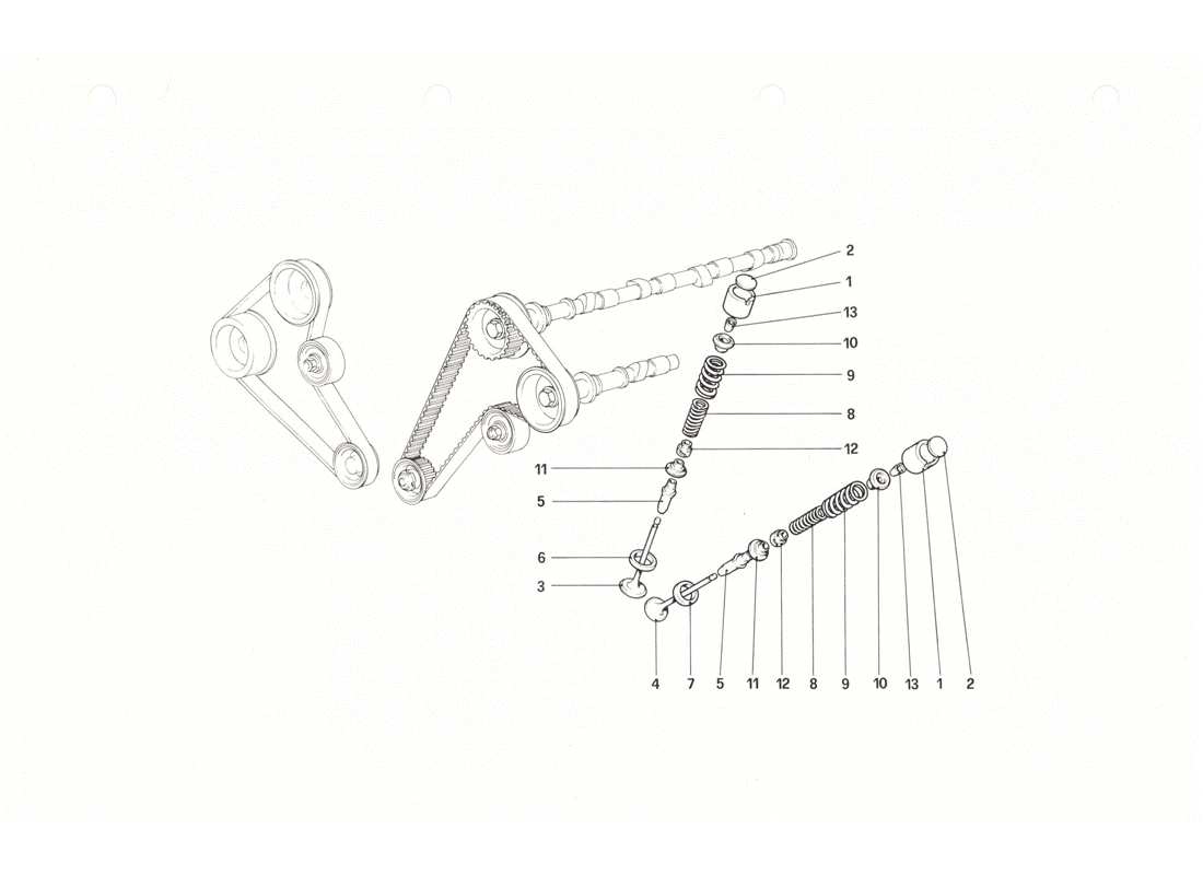 Ferrari 208 GTB GTS timing system - tappets Parts Diagram