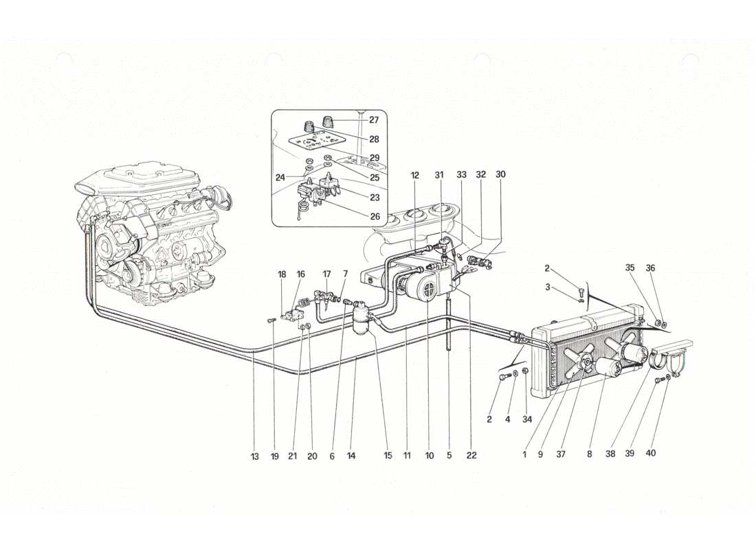 Ferrari 208 GTB GTS air conditioning system Part Diagram