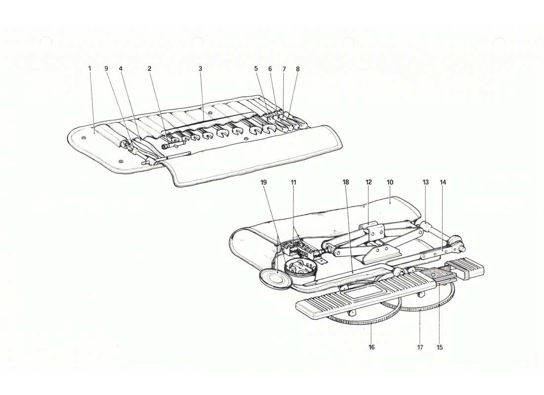 Ferrari 208 GTB GTS Tool - Kit Parts Diagram