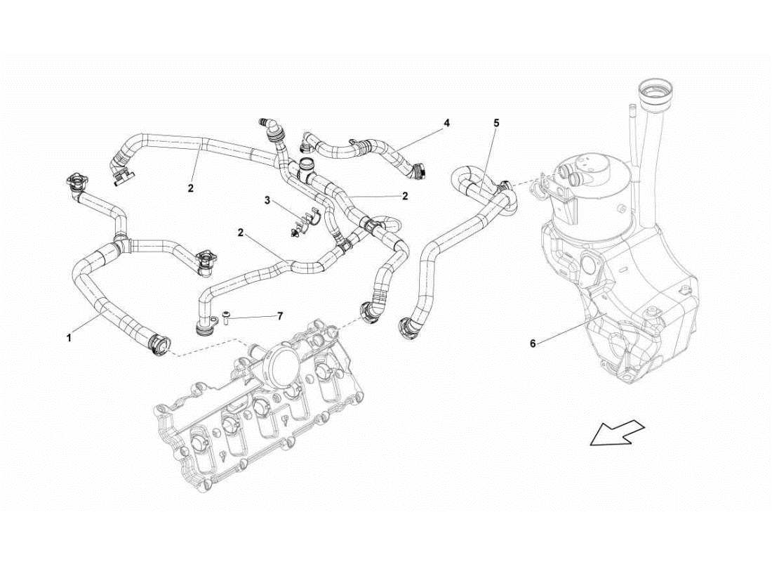Lamborghini Gallardo STS II SC oil breather pipe Part Diagram