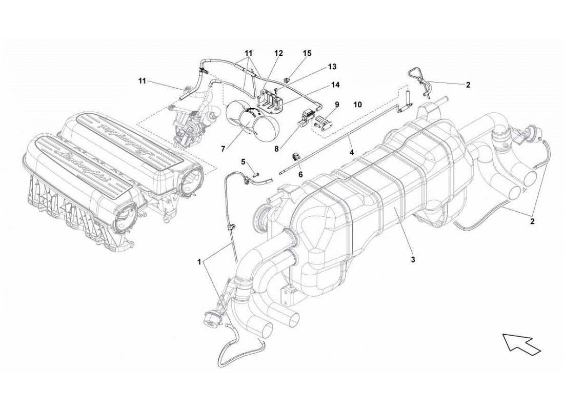 Lamborghini Gallardo STS II SC Exhaust System Parts Diagram