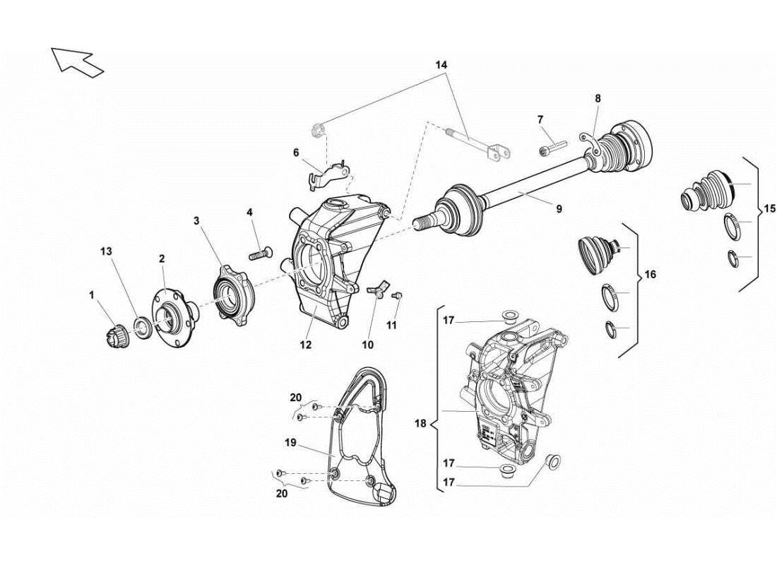 Lamborghini Gallardo STS II SC Rear Drive Shaft Parts Diagram