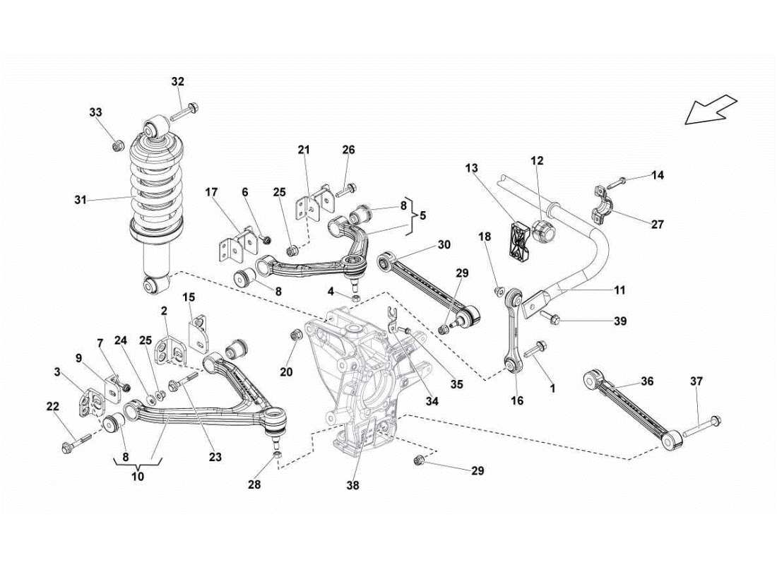 Lamborghini Gallardo STS II SC Rear Arms Parts Diagram