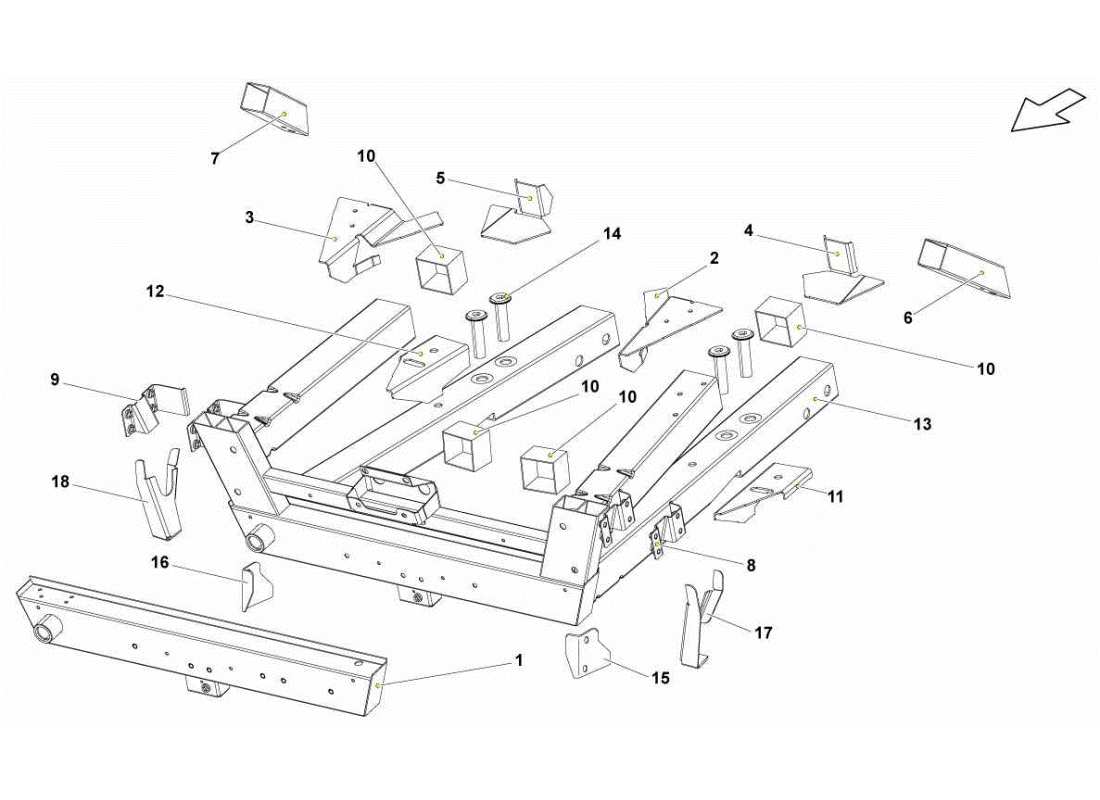 Lamborghini Gallardo STS II SC Front Frame Elements Parts Diagram