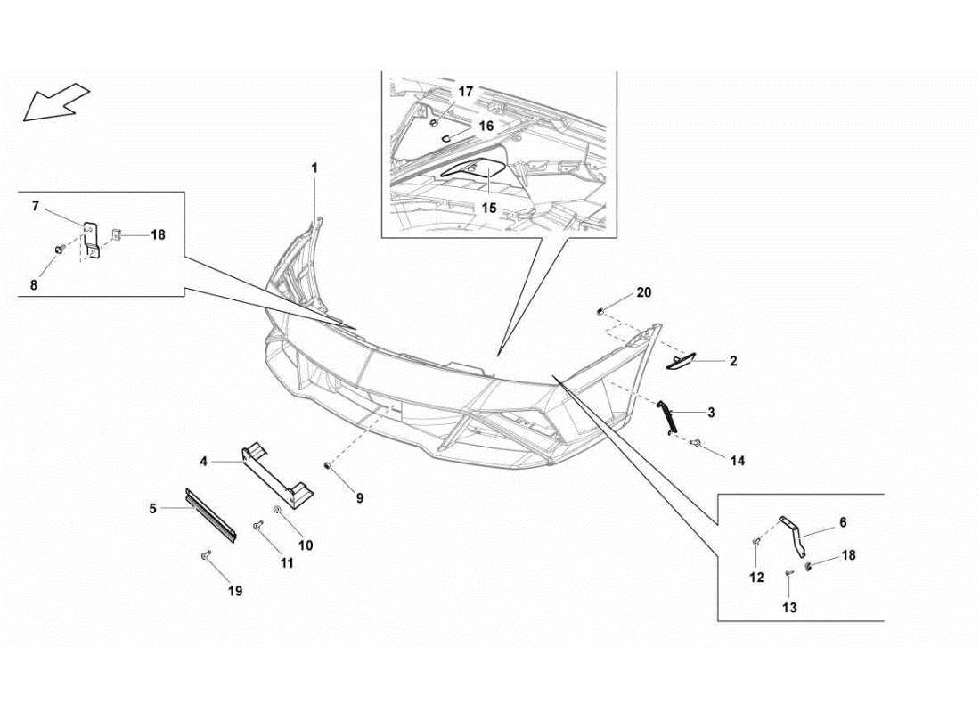 Lamborghini Gallardo STS II SC Front Bumpers Part Diagram