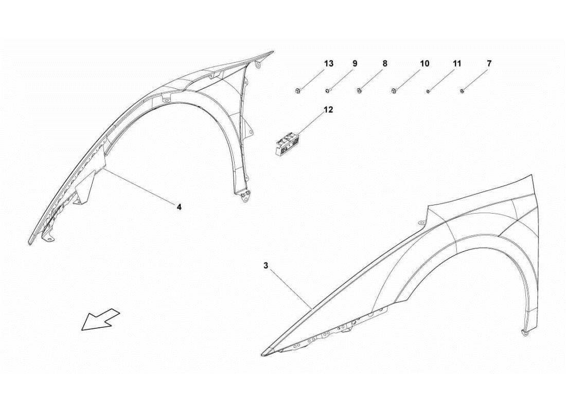 Lamborghini Gallardo STS II SC FRONT FENDER Part Diagram