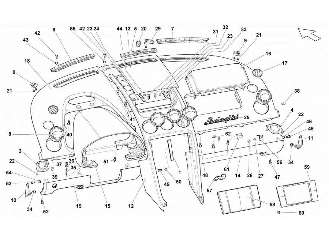 Lamborghini Gallardo STS II SC DASHBOARD Parts Diagram