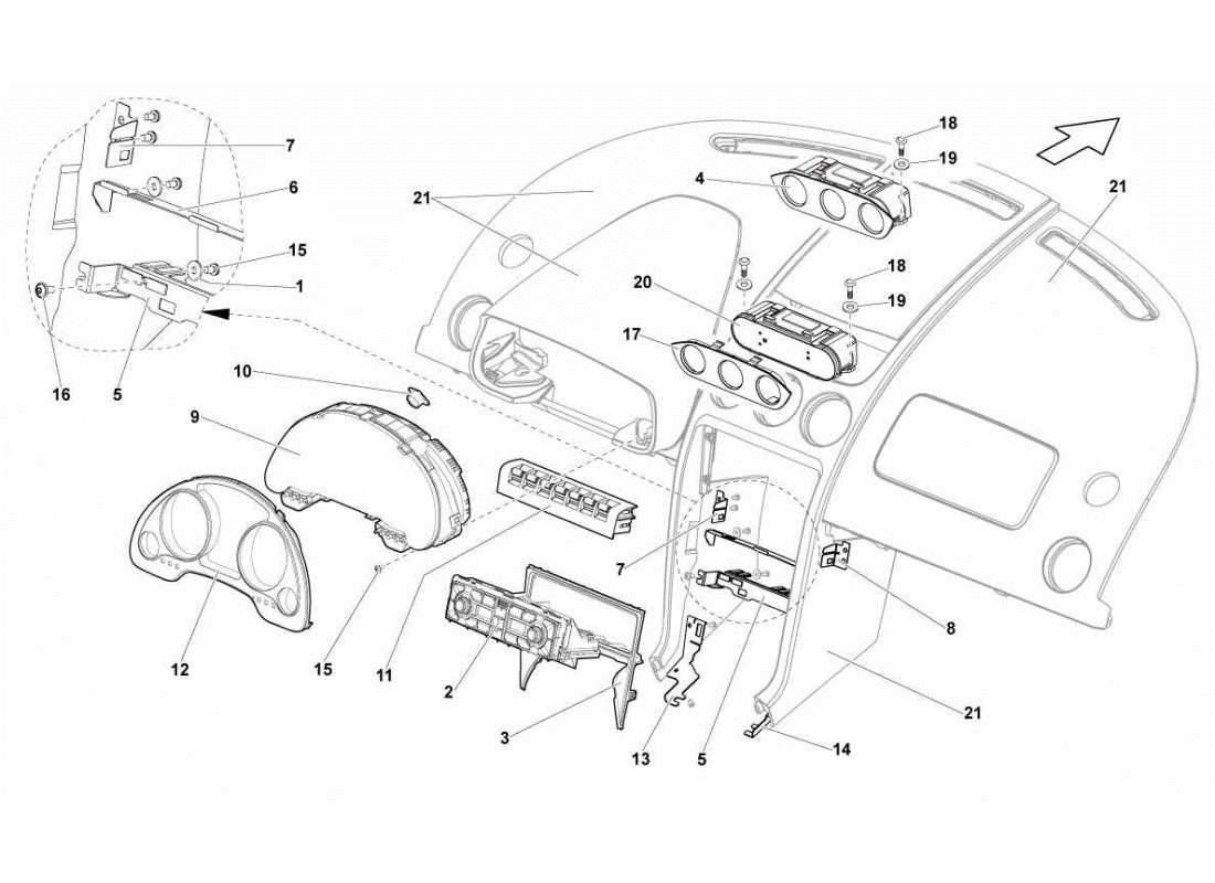 Lamborghini Gallardo STS II SC dashboard instruments Part Diagram