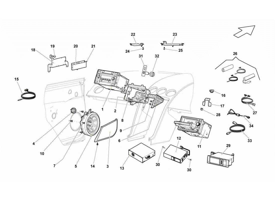 Lamborghini Gallardo STS II SC HI-FI SYSTEM Parts Diagram