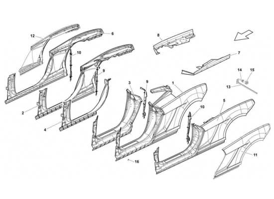 a part diagram from the Lamborghini Gallardo STS II SC parts catalogue