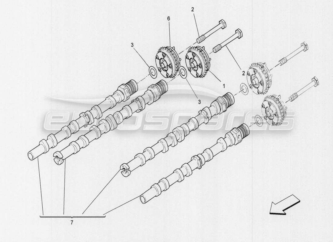 Maserati QTP. V8 3.8 530bhp Auto 2015 rh cylinder head camshafts Parts Diagram