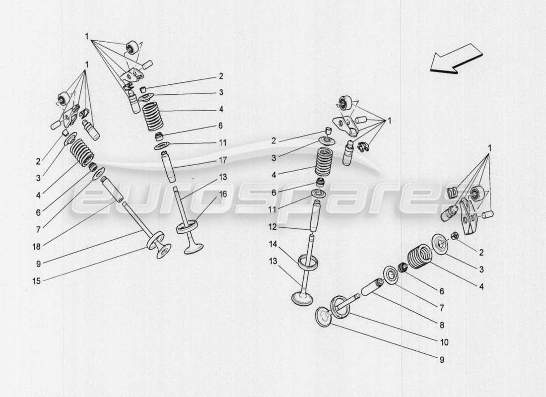 Maserati QTP. V8 3.8 530bhp Auto 2015 Valves Part Diagram