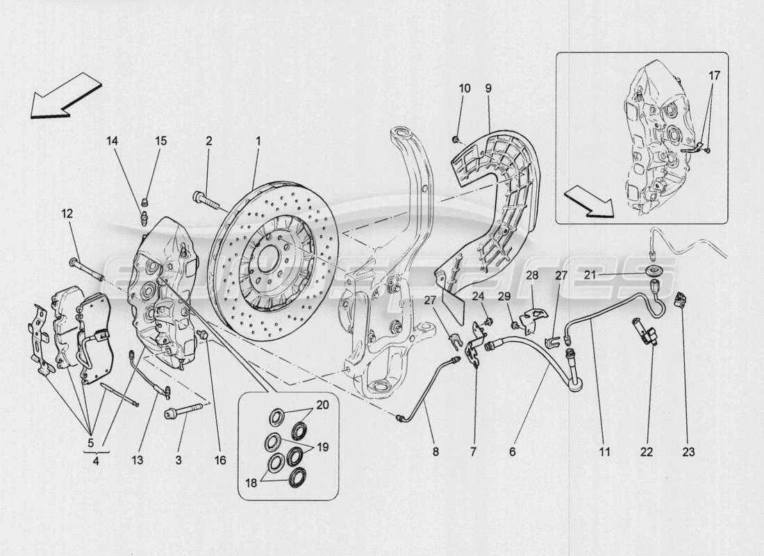 Maserati QTP. V8 3.8 530bhp Auto 2015 braking devices on front wheels Parts Diagram