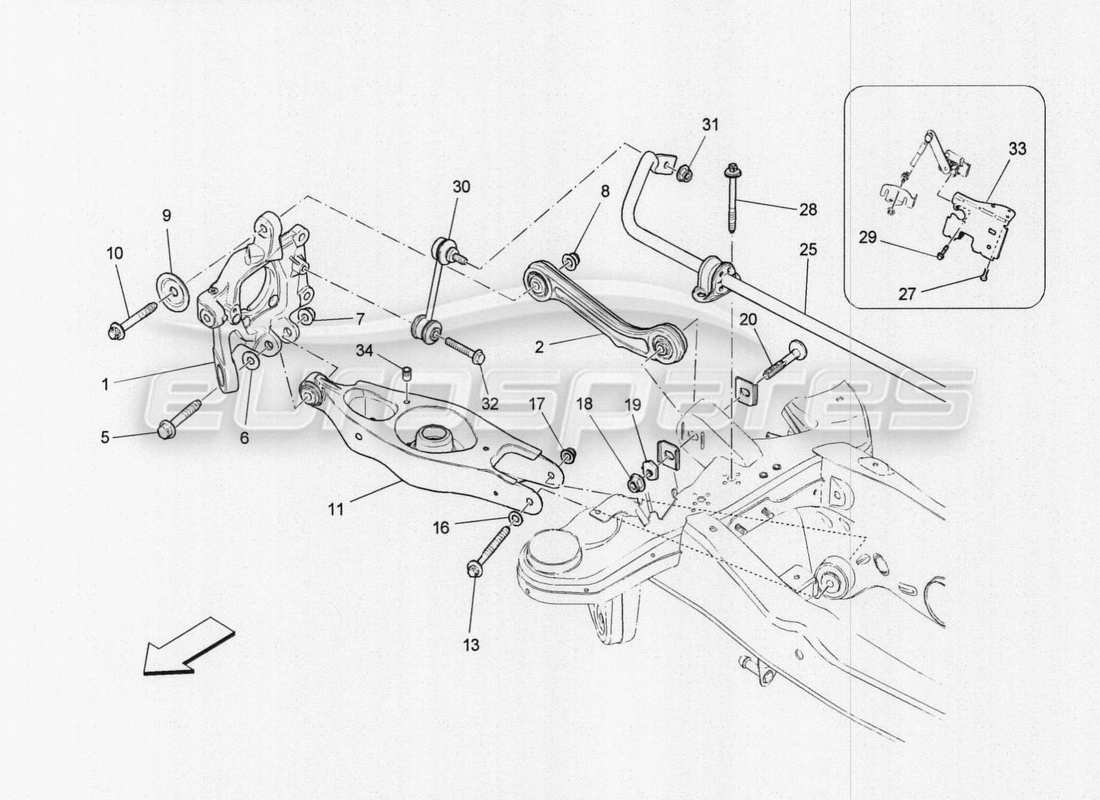 Maserati QTP. V8 3.8 530bhp Auto 2015 Rear Suspension Parts Diagram