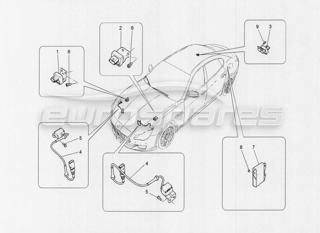 Maserati QTP. V8 3.8 530bhp Auto 2015 Electronic Control: Suspension Parts Diagram