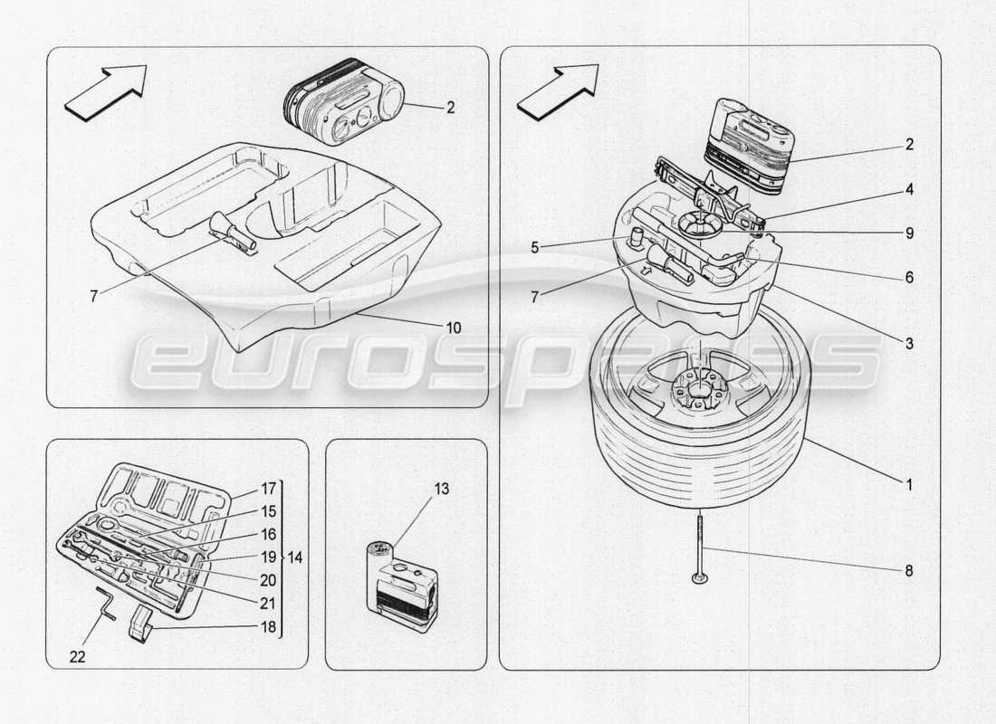 Maserati QTP. V8 3.8 530bhp Auto 2015 Standard Tools Provided Parts Diagram