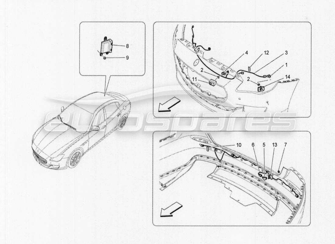 Maserati QTP. V8 3.8 530bhp Auto 2015 parking sensors Parts Diagram