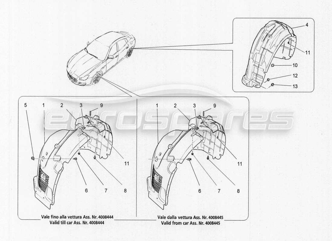 Maserati QTP. V8 3.8 530bhp Auto 2015 WHEELHOUSE AND LIDS Part Diagram