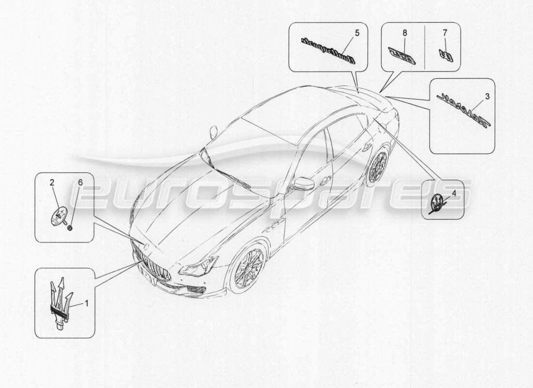 Maserati QTP. V8 3.8 530bhp Auto 2015 trims, brands and symbols Parts Diagram