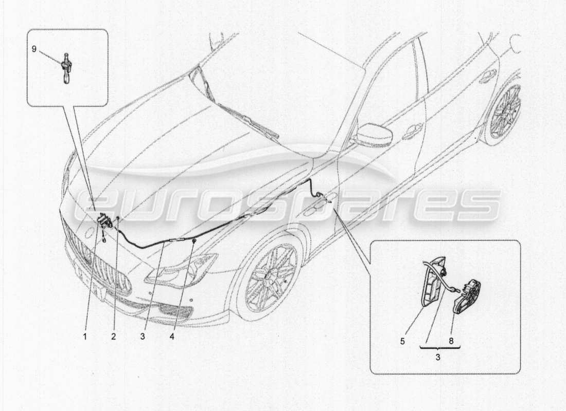 Maserati QTP. V8 3.8 530bhp Auto 2015 FRONT LID OPENING BUTTON Parts Diagram