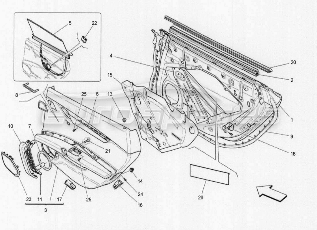 Maserati QTP. V8 3.8 530bhp Auto 2015 rear doors: trim panels Part Diagram