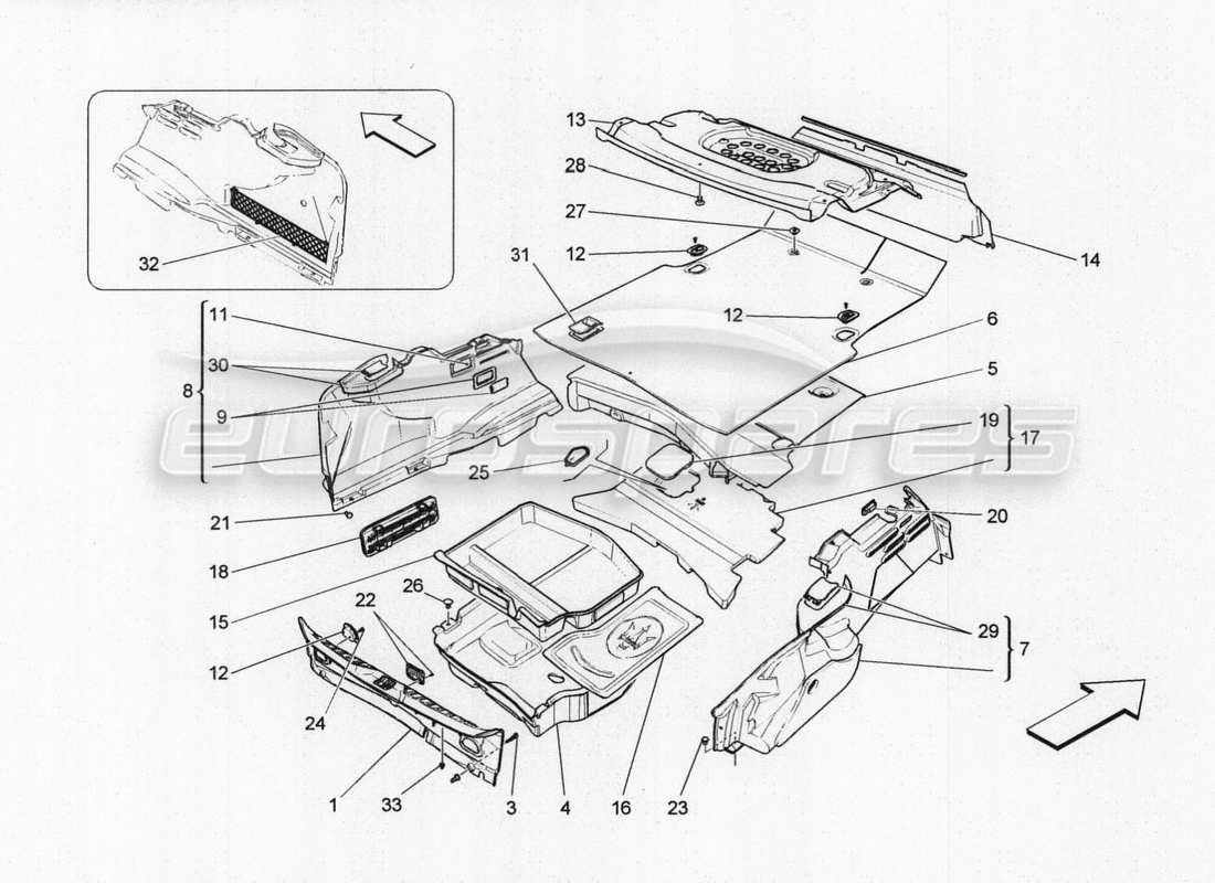 Maserati QTP. V8 3.8 530bhp Auto 2015 accessory console and rear console Parts Diagram