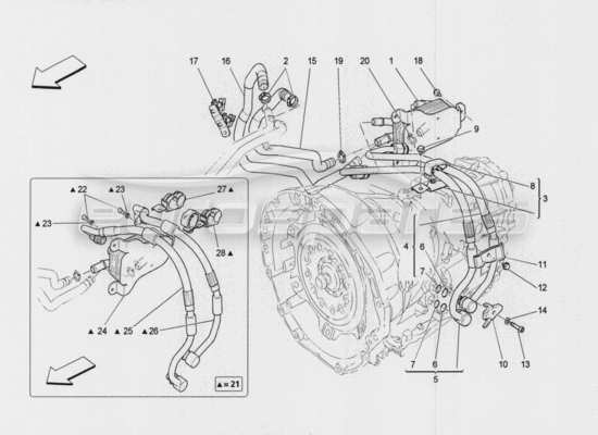 a part diagram from the Maserati Quattroporte M156 (2014 onwards) parts catalogue